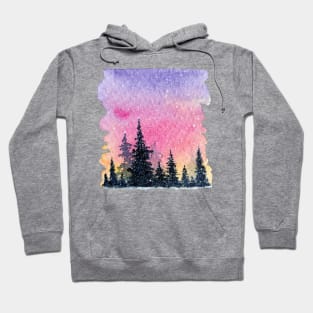 Pink sunset in forest Hoodie